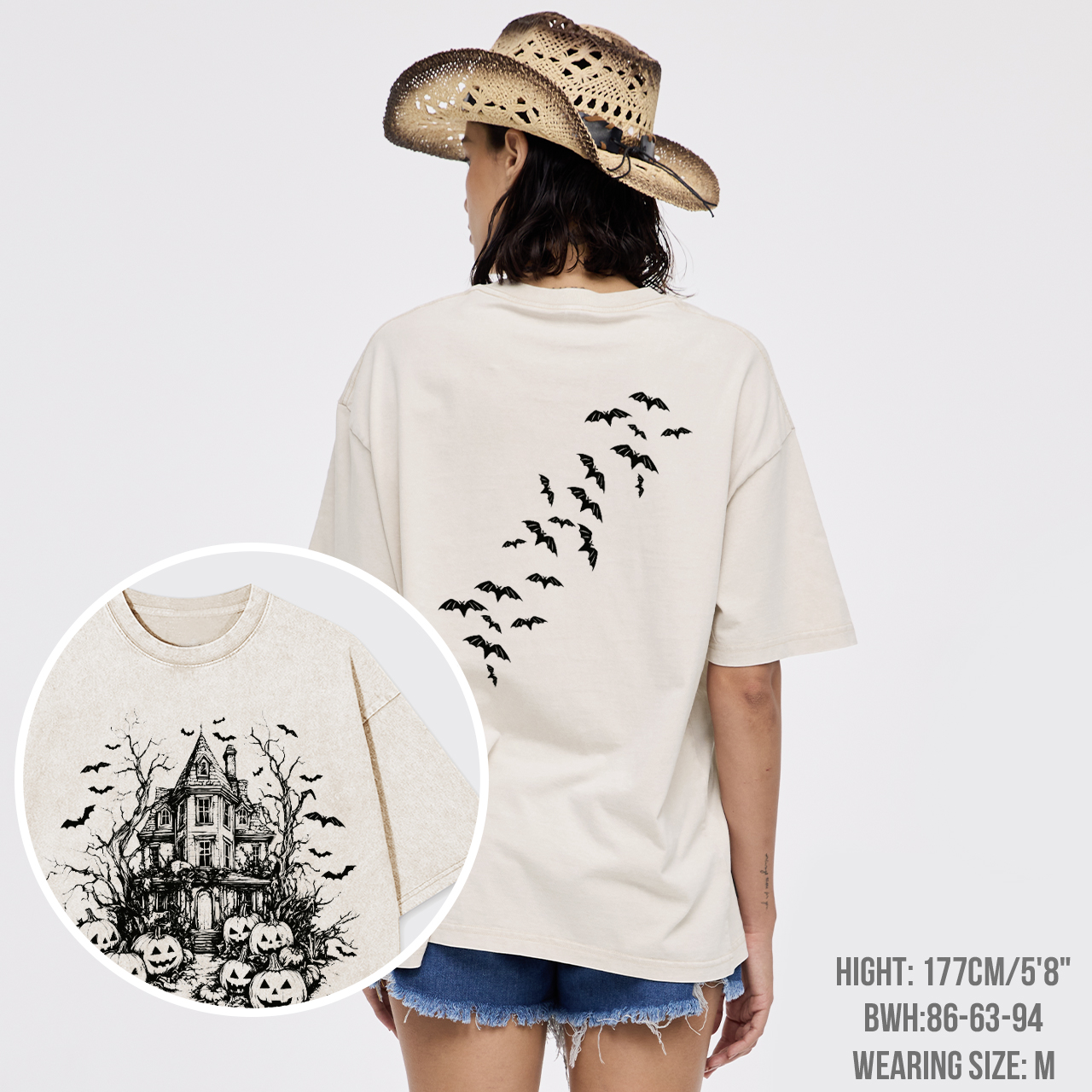 Vintage Haunted House Halloween Garment-dye Tees