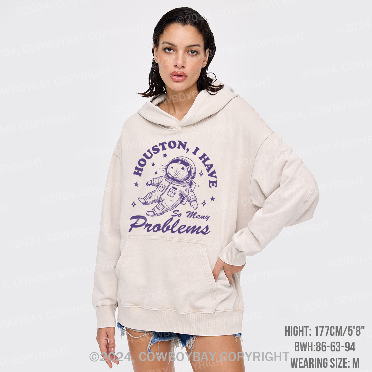 Funny Capybara in Outer Space Garment-Dye Hoodies