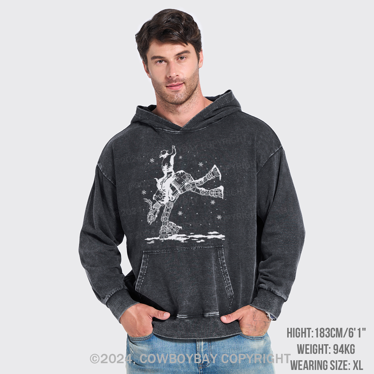 Christmas Star Rodeo At Cowboy Garment-Dye Hoodies