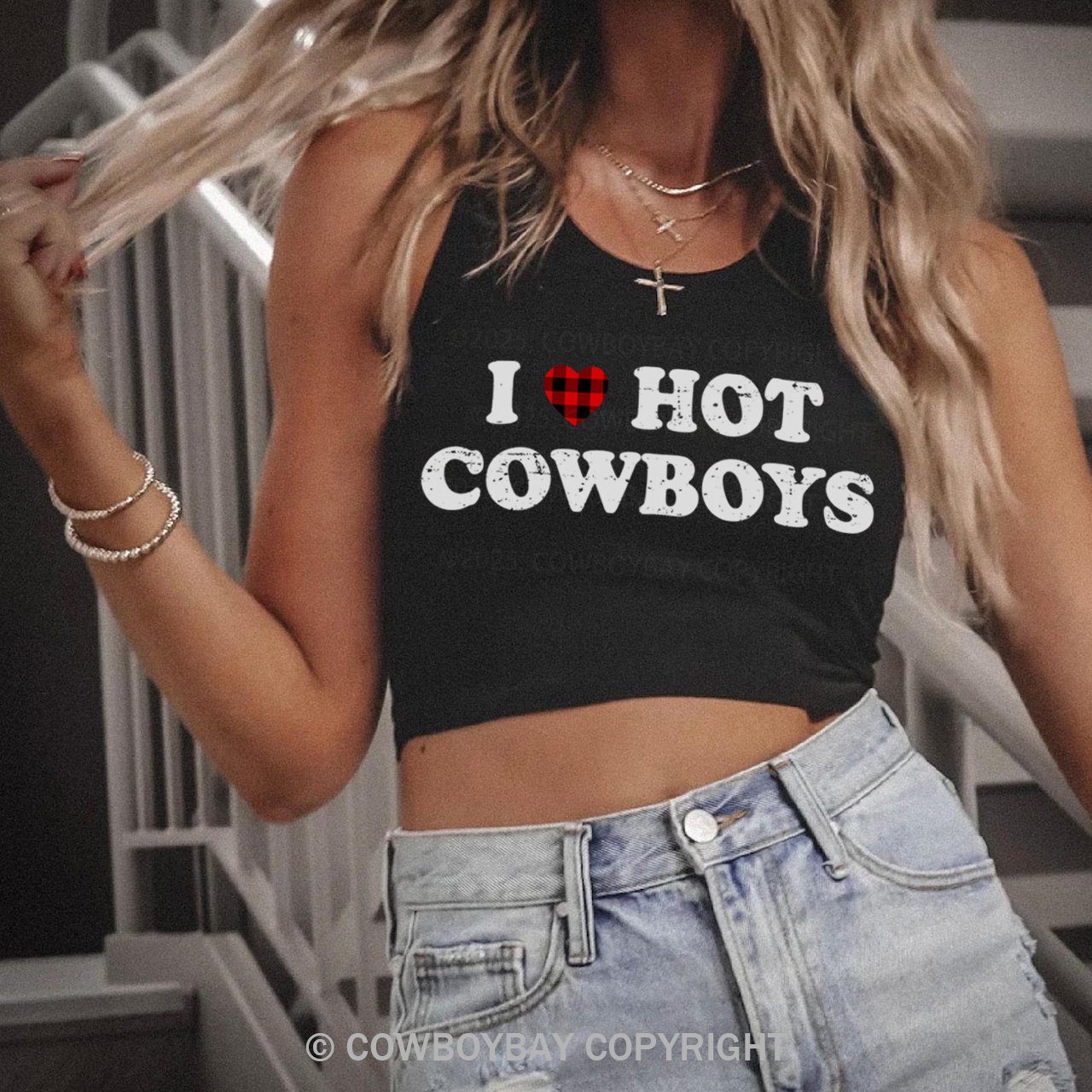 I Love Hot Cowboys Tank Top