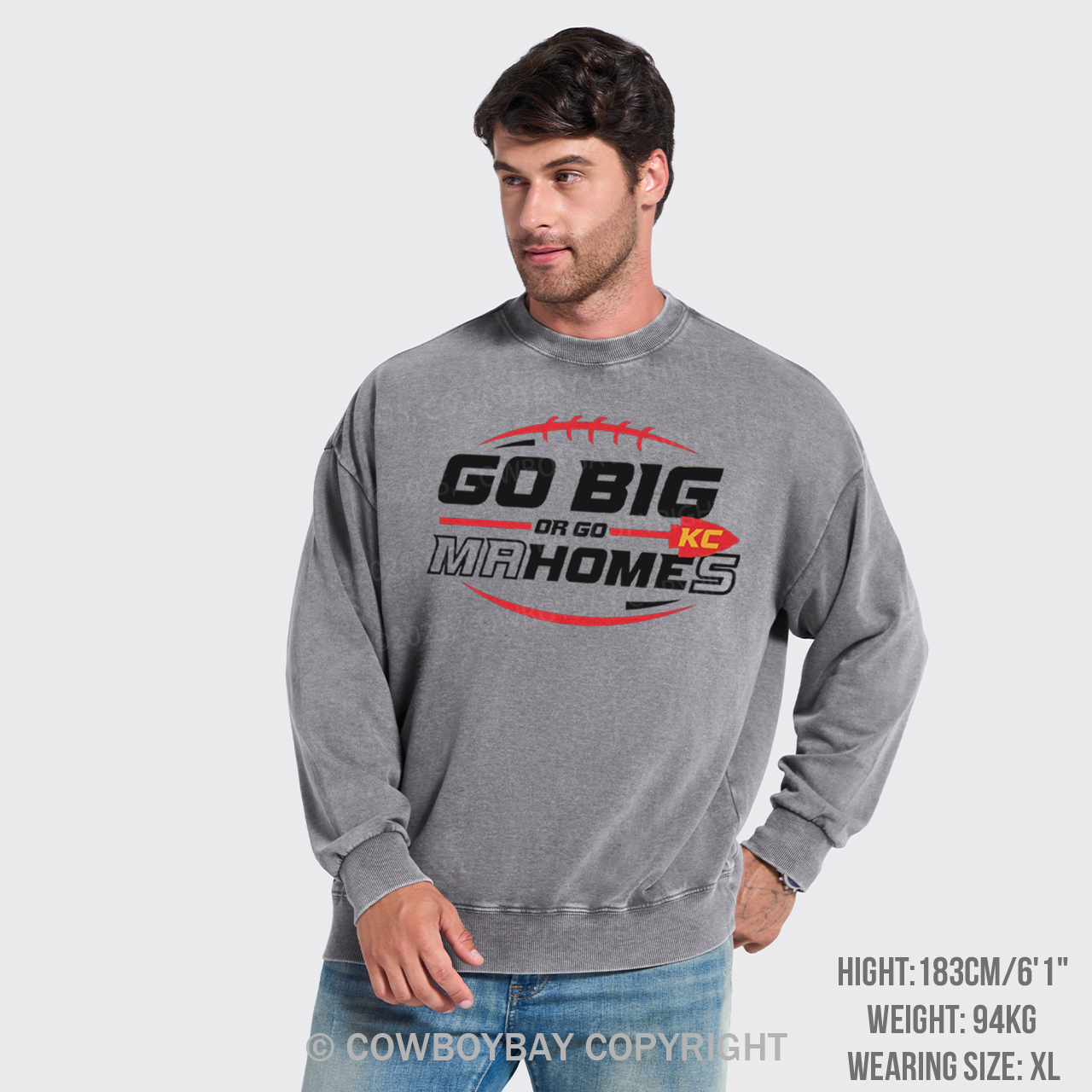 Funny KC Football Washed Sweatshirts