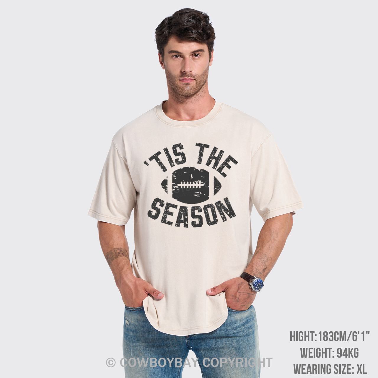 Tis The Season Football Garment-dye Tees