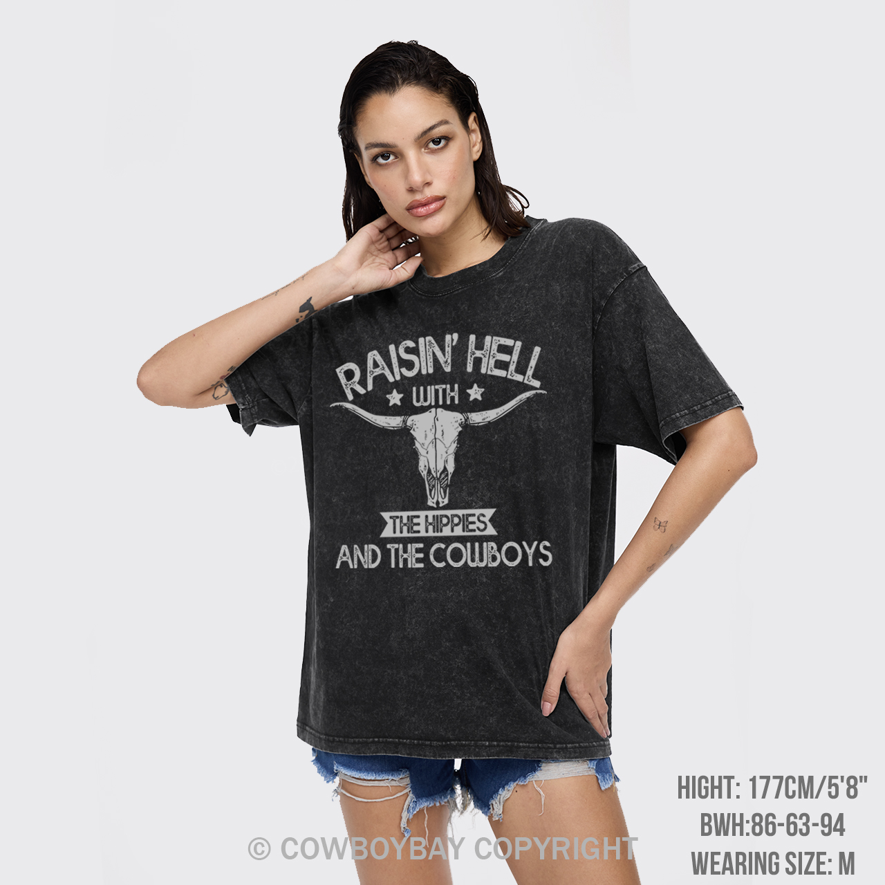 Raisin Hell With The Hippies Cowboy Garment-dye Tees