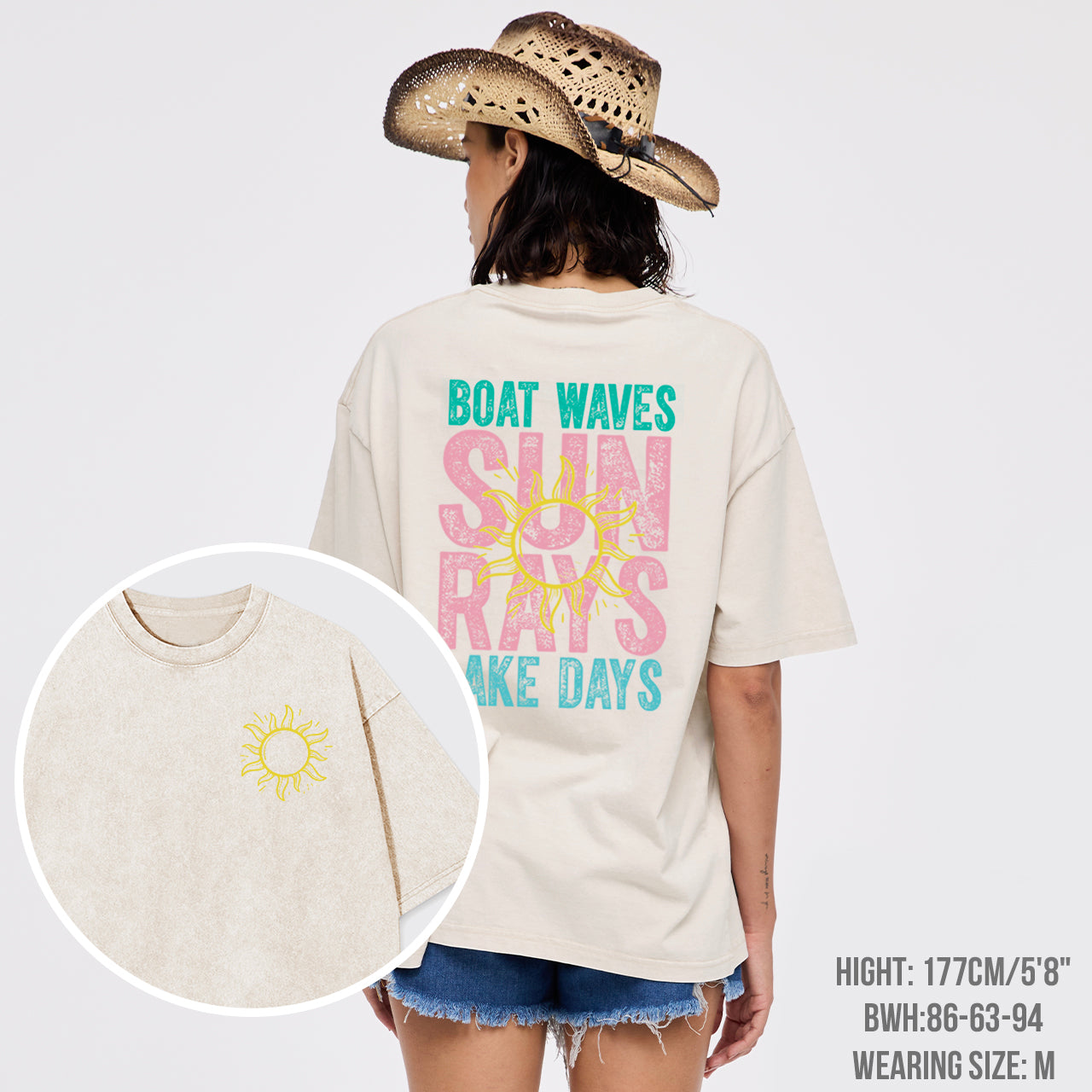 Summer,Boat Waves Sun Rays Lake Days Garment-dye Tees