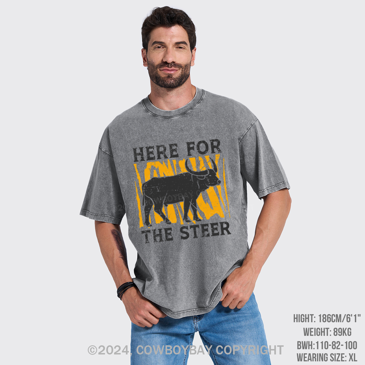 Bull In Arena Steer Wrestler Garment-dye Tees
