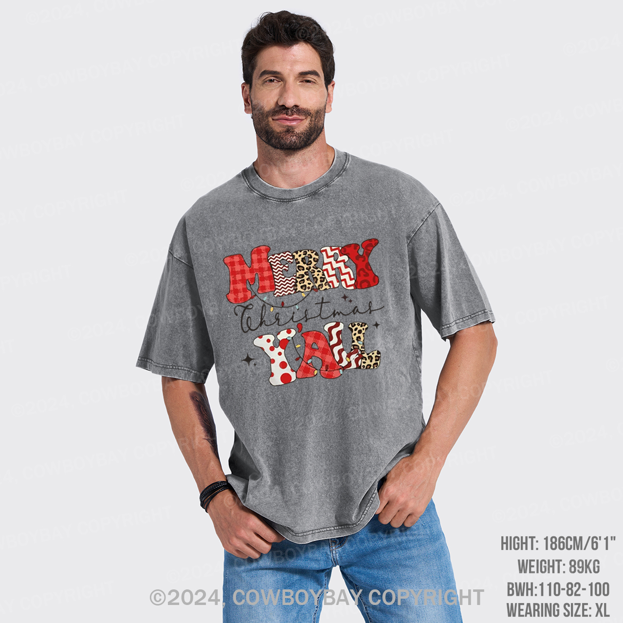 Merry Christmas Yall Garment-dye Tees