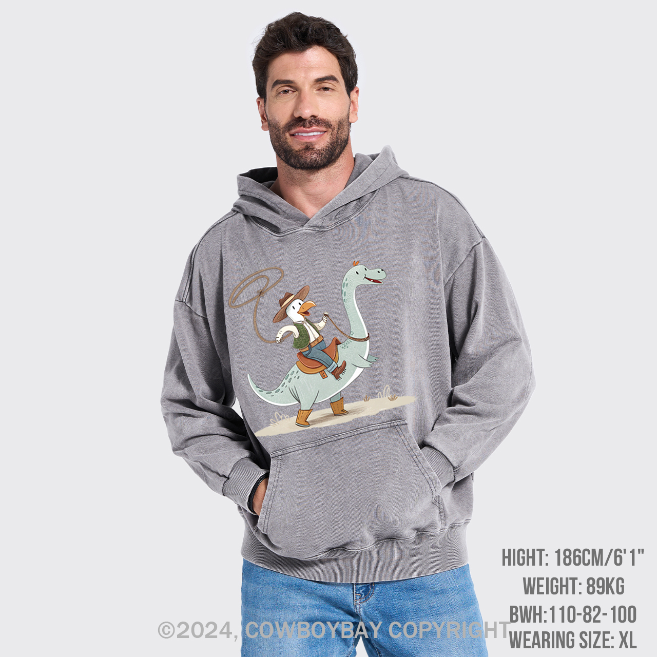 The Dinosaur Wanted To Be A Cowboy Garment-Dye Hoodies