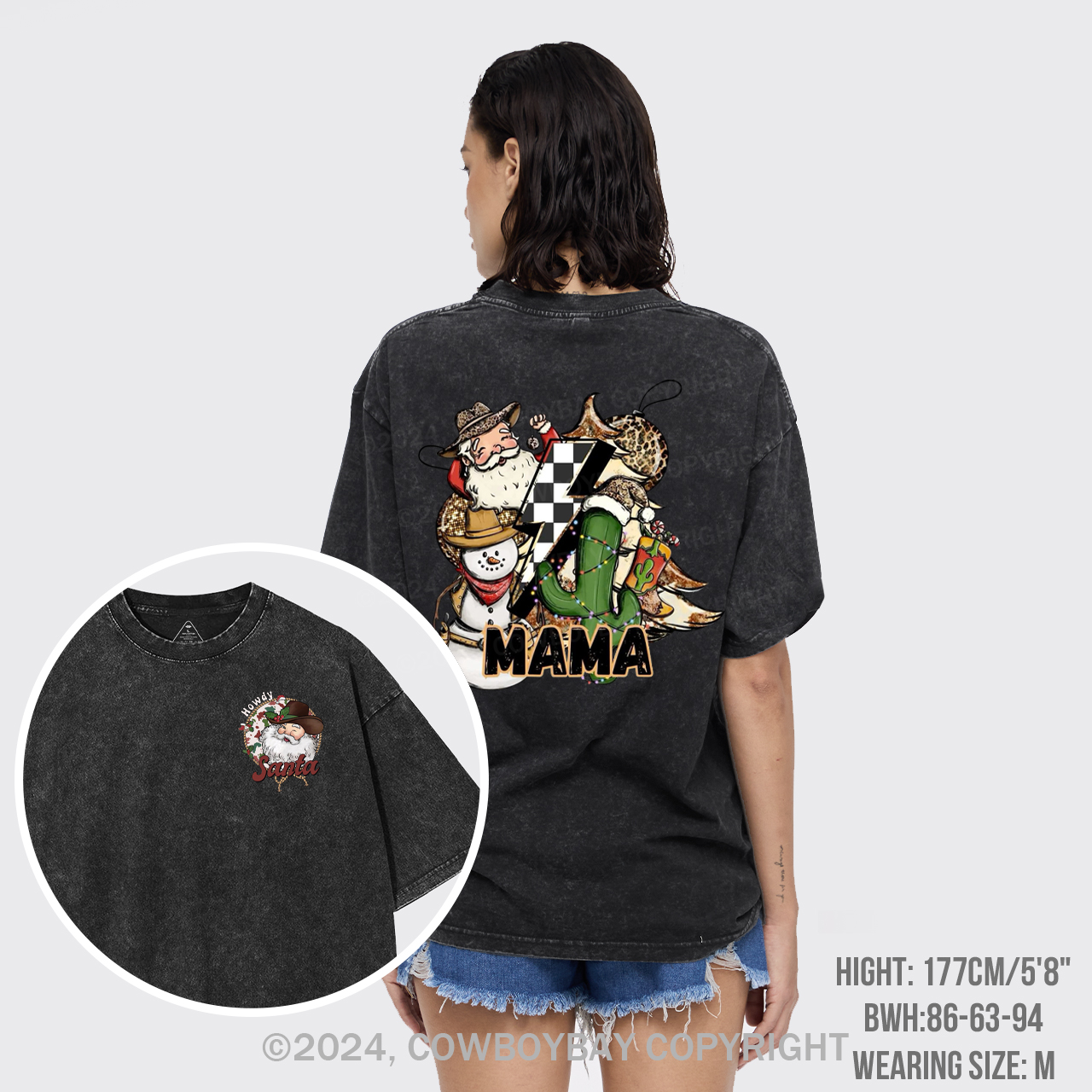 Personalized Name Howdy Santa Garment-dye Tees