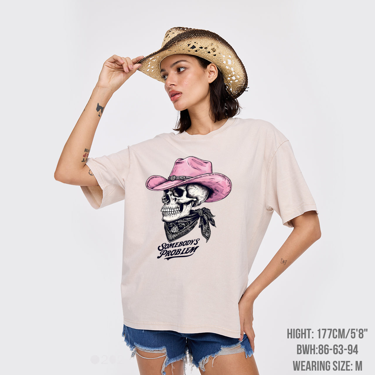 Cowgirl Skeleton Somebody's Problem Garment-dye Tees