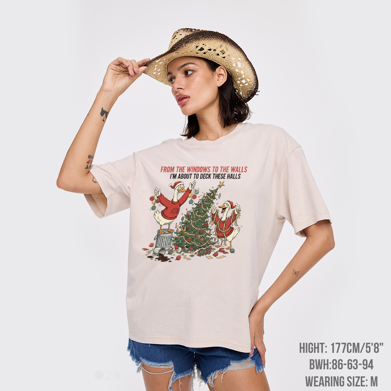 Funny Christmas Goose Garment-dye Tees