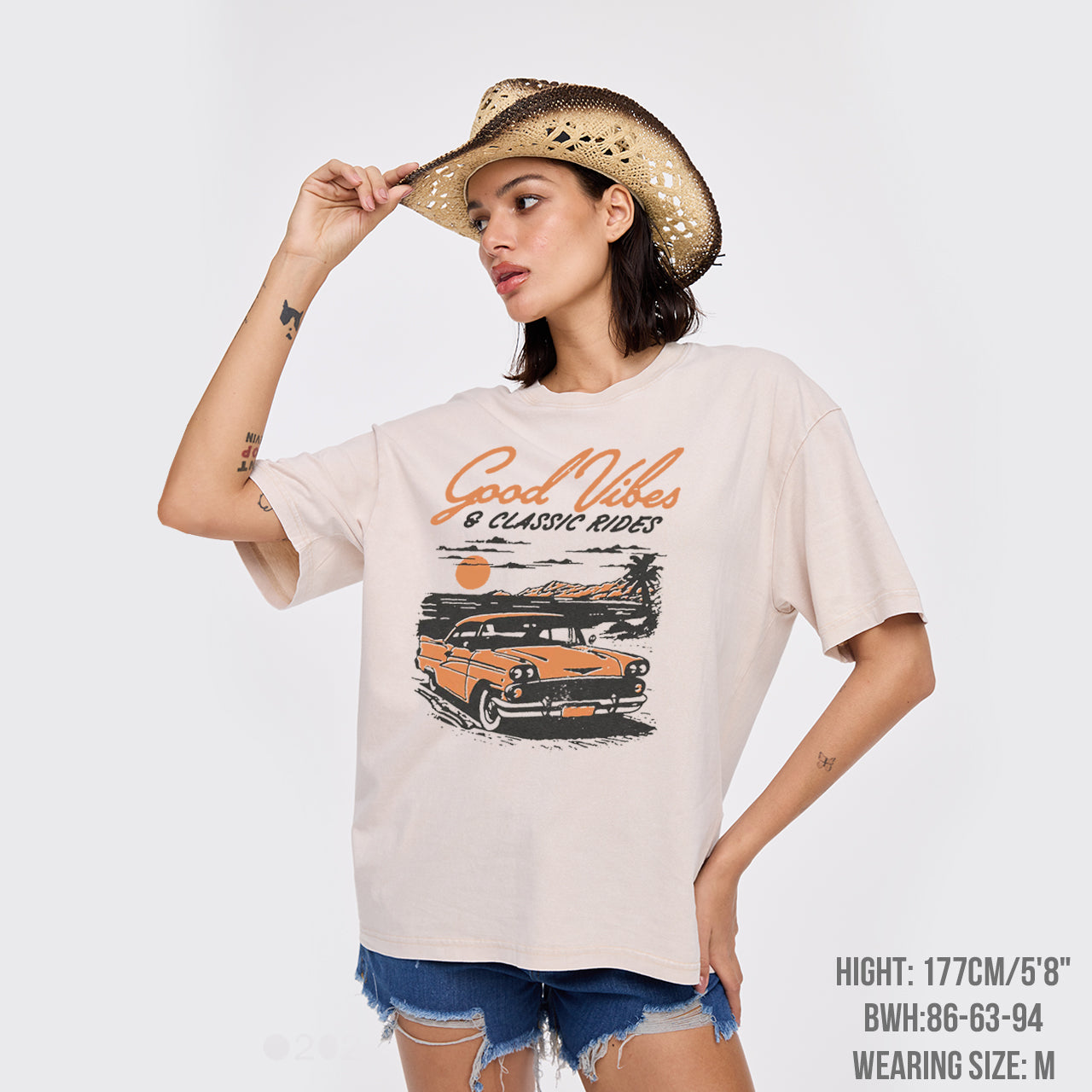 Retro Club-Car Hot Rod Summer Beach Vacation Garment-dye Tees