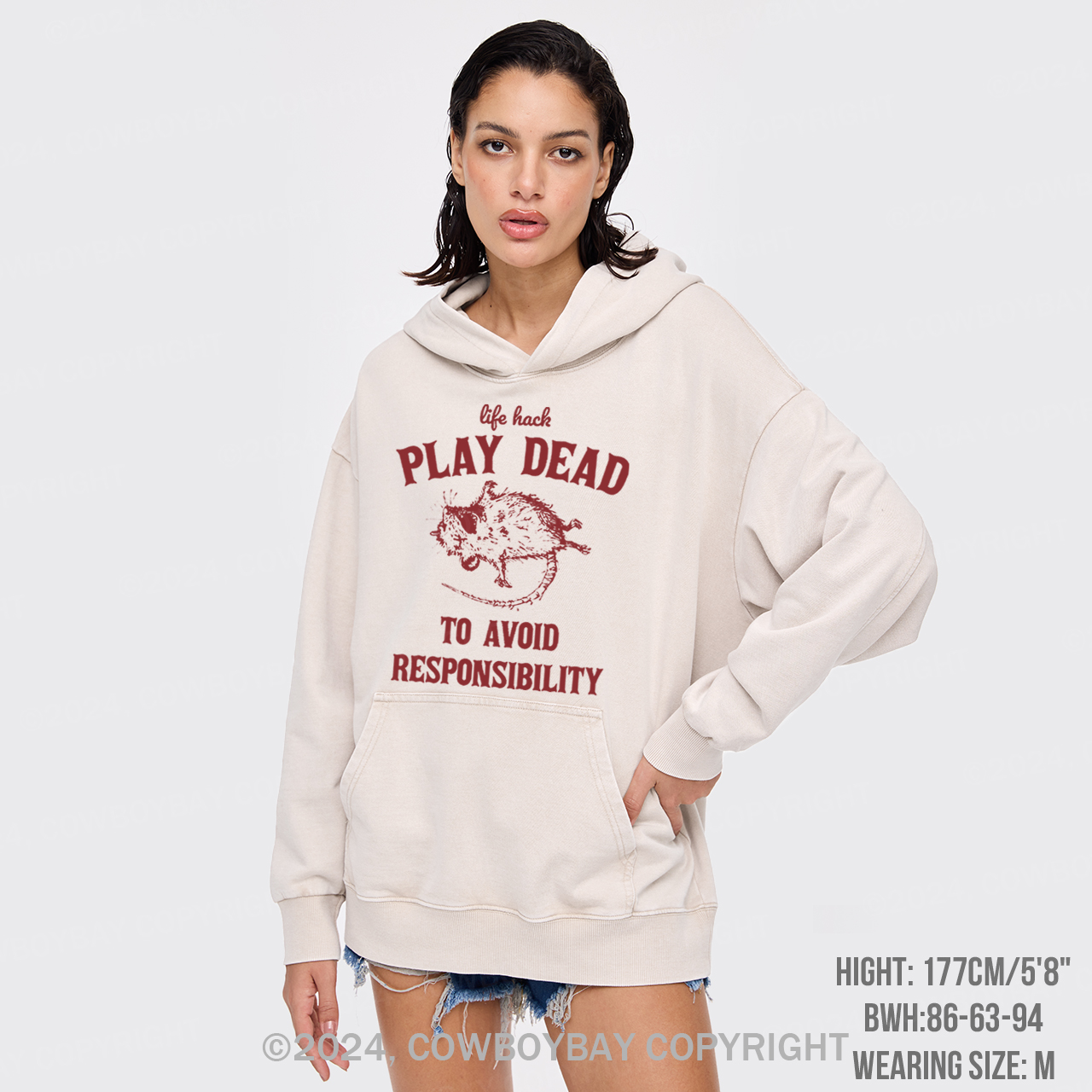 Life Hack: Play Dead To Avoid Responsability Garment-Dye Hoodies