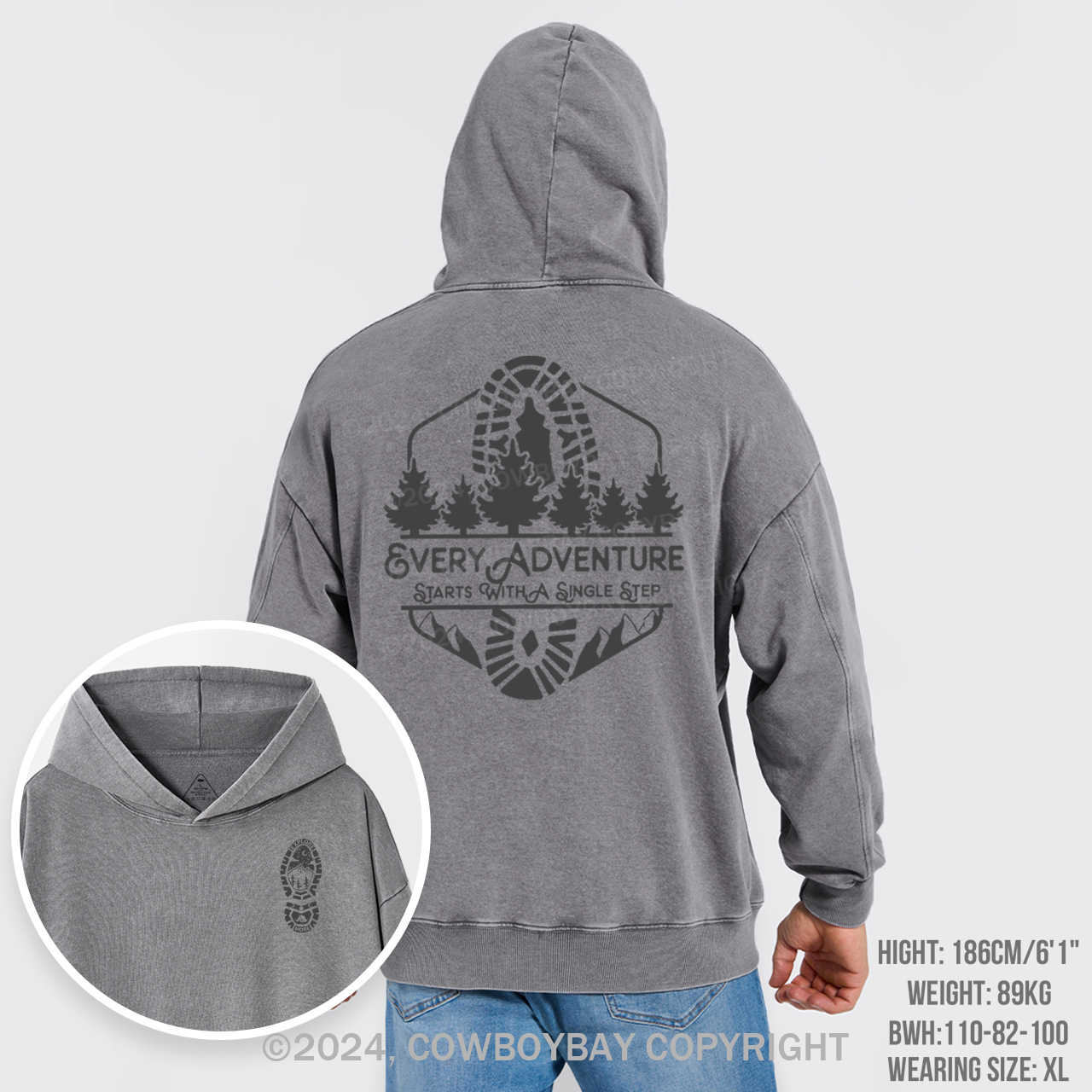 Every Adventure Starts With A Single Step Garment-Dye Hoodies