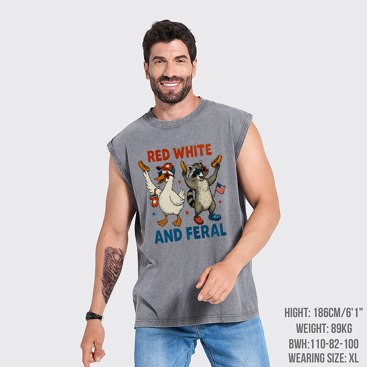 Funny USA-Land Of The Free Washed Tanks