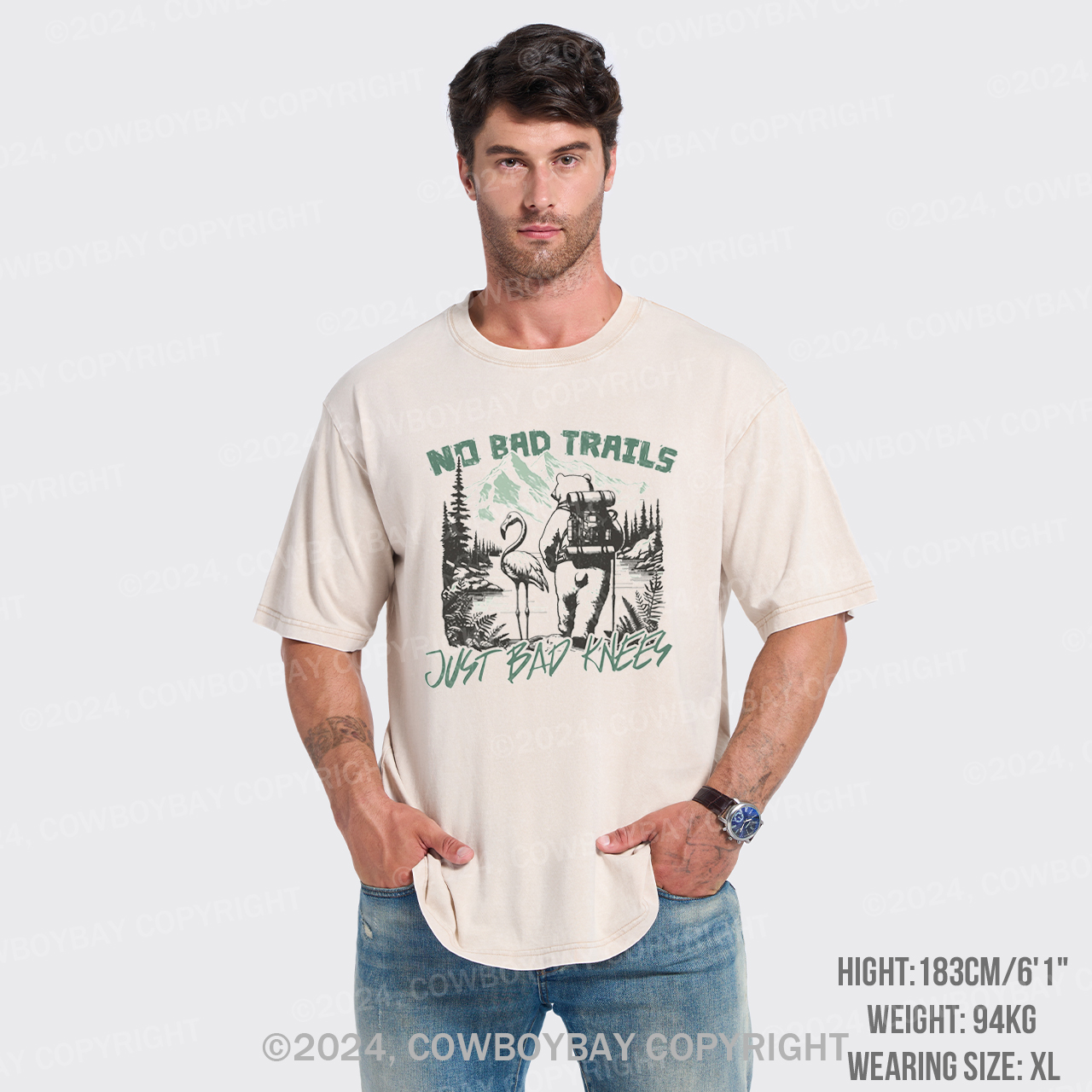 Nature Adventure No Bad Trails Just Bad Knees Garment-dye Tees