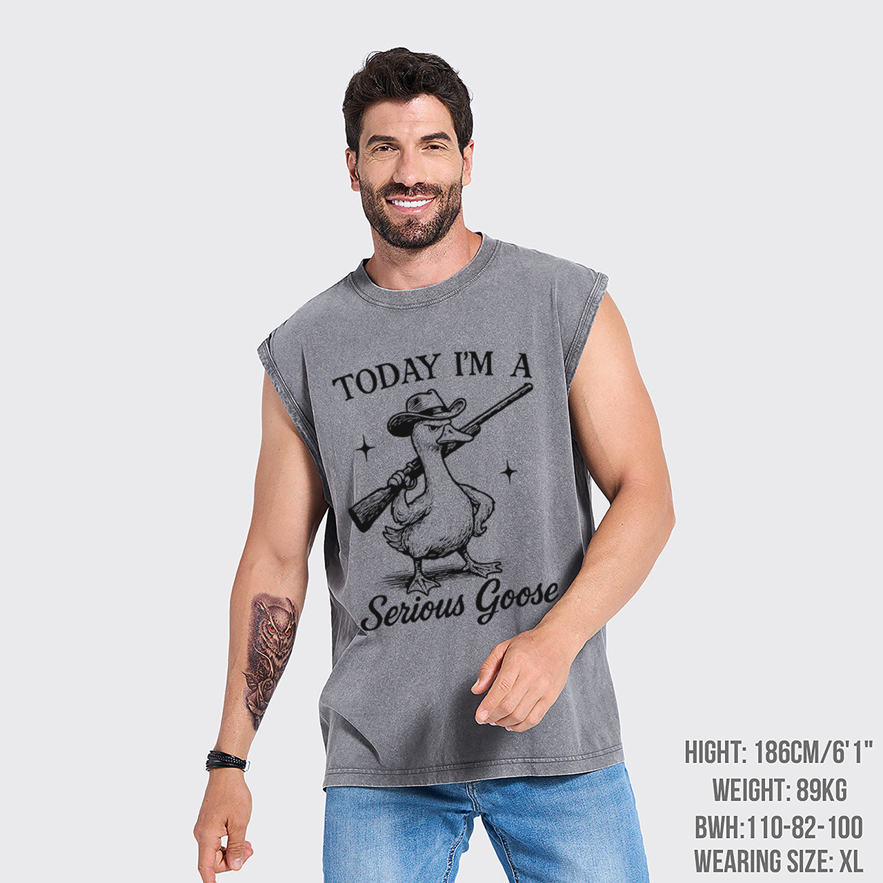 Retro Silly Goose-Today I'm A Serious Goose Washed Tanks