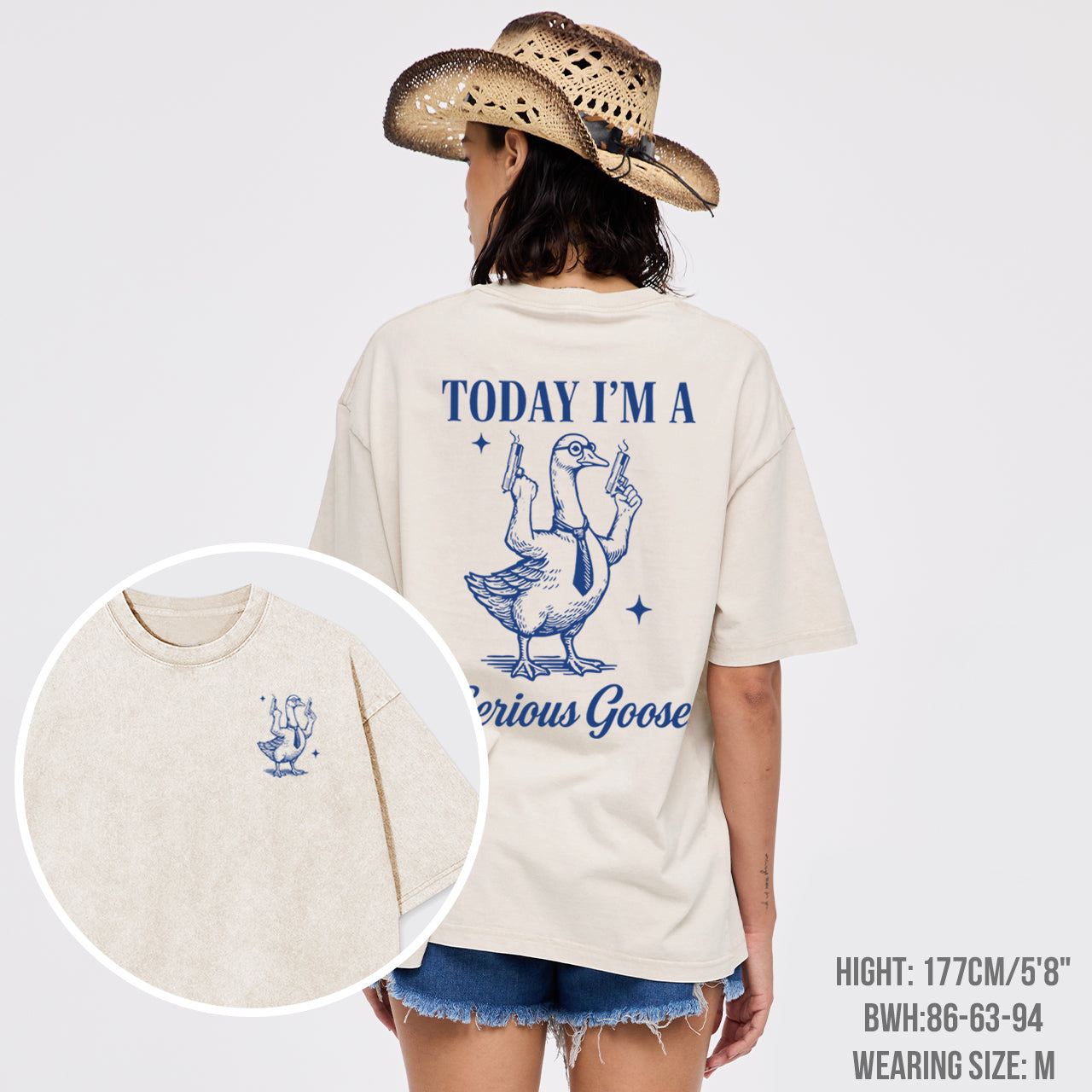 Retro Silly Goose With A Tie Garment-dye Tees