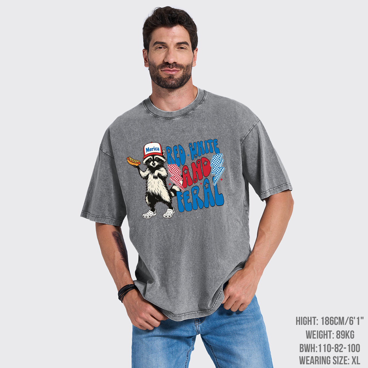 4th Of July-Red White And Feral Garment-dye Tees