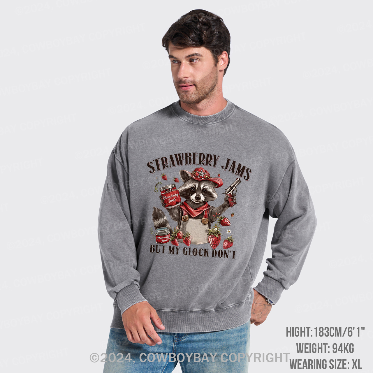 Vintage Strawberry Jams But My Glock Don't Washed Sweatshirts