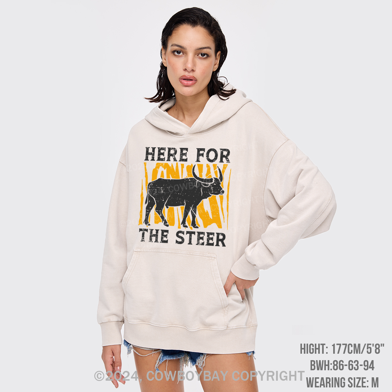 Bull In Arena Steer Wrestler Garment-Dye Hoodies