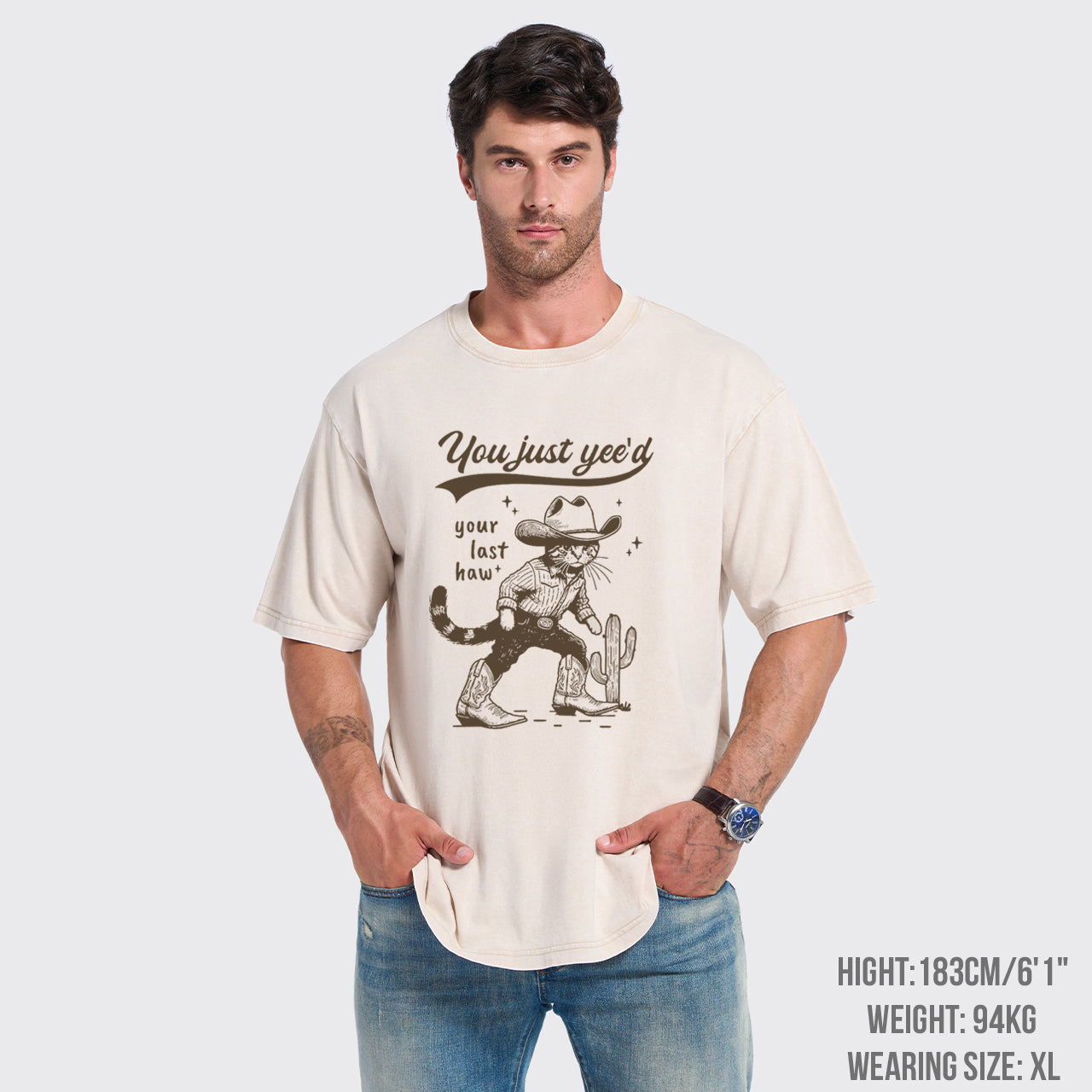 Cowboy Cat-You Just Yee'd Your Last Haw Garment-dye Tees