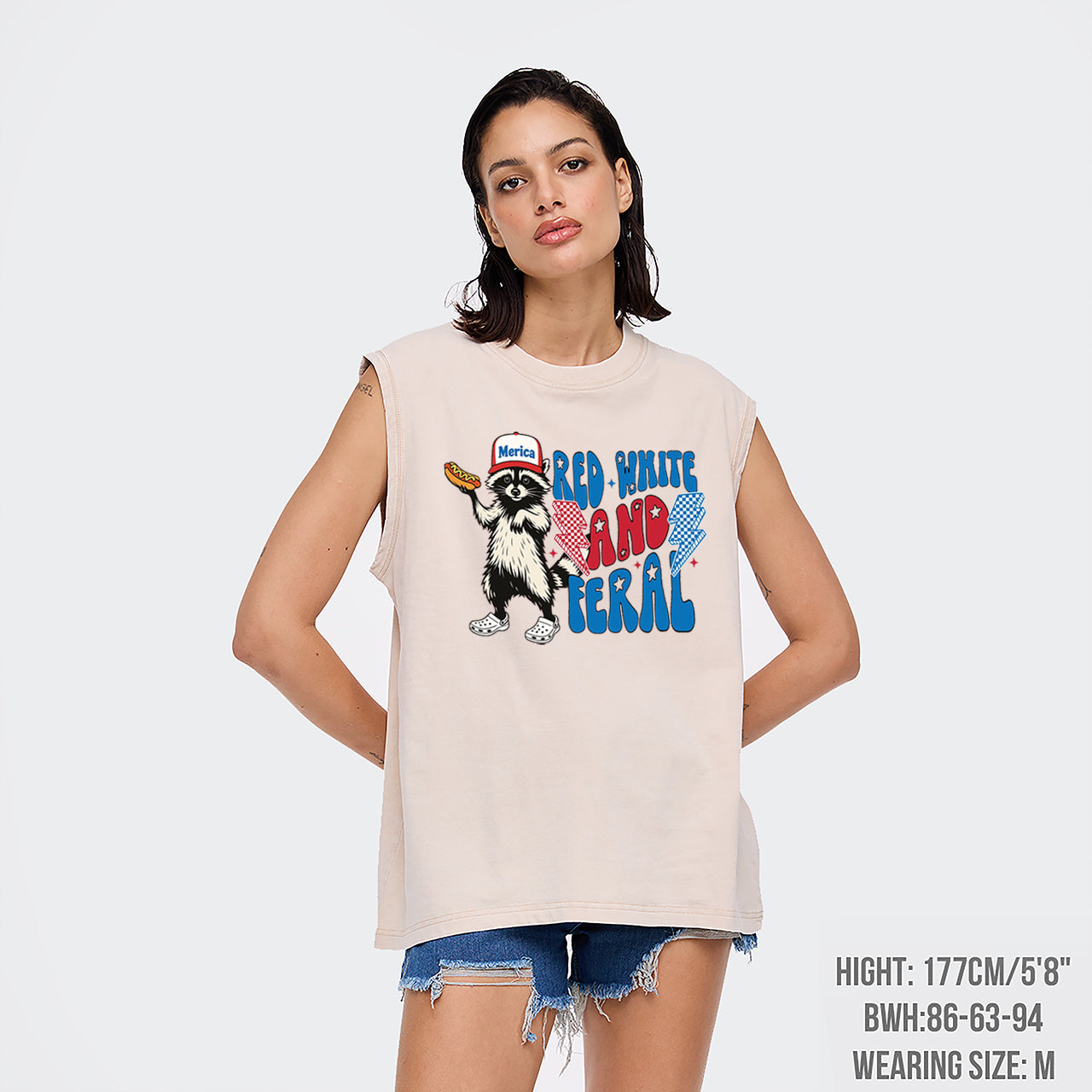 4th Of July-Red White And Feral Washed Tanks
