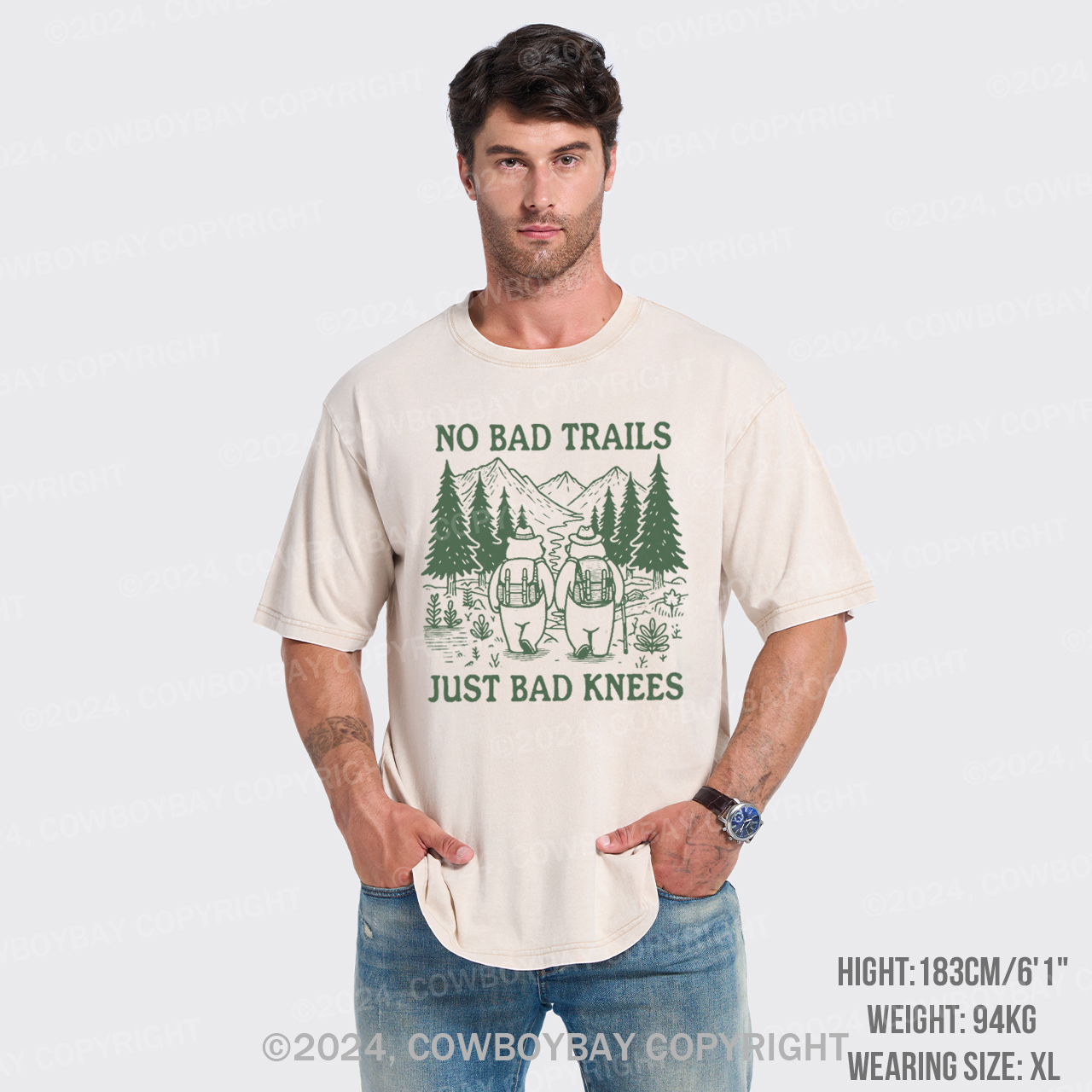 No Bad Trails Just Bad Knees Garment-dye Tees