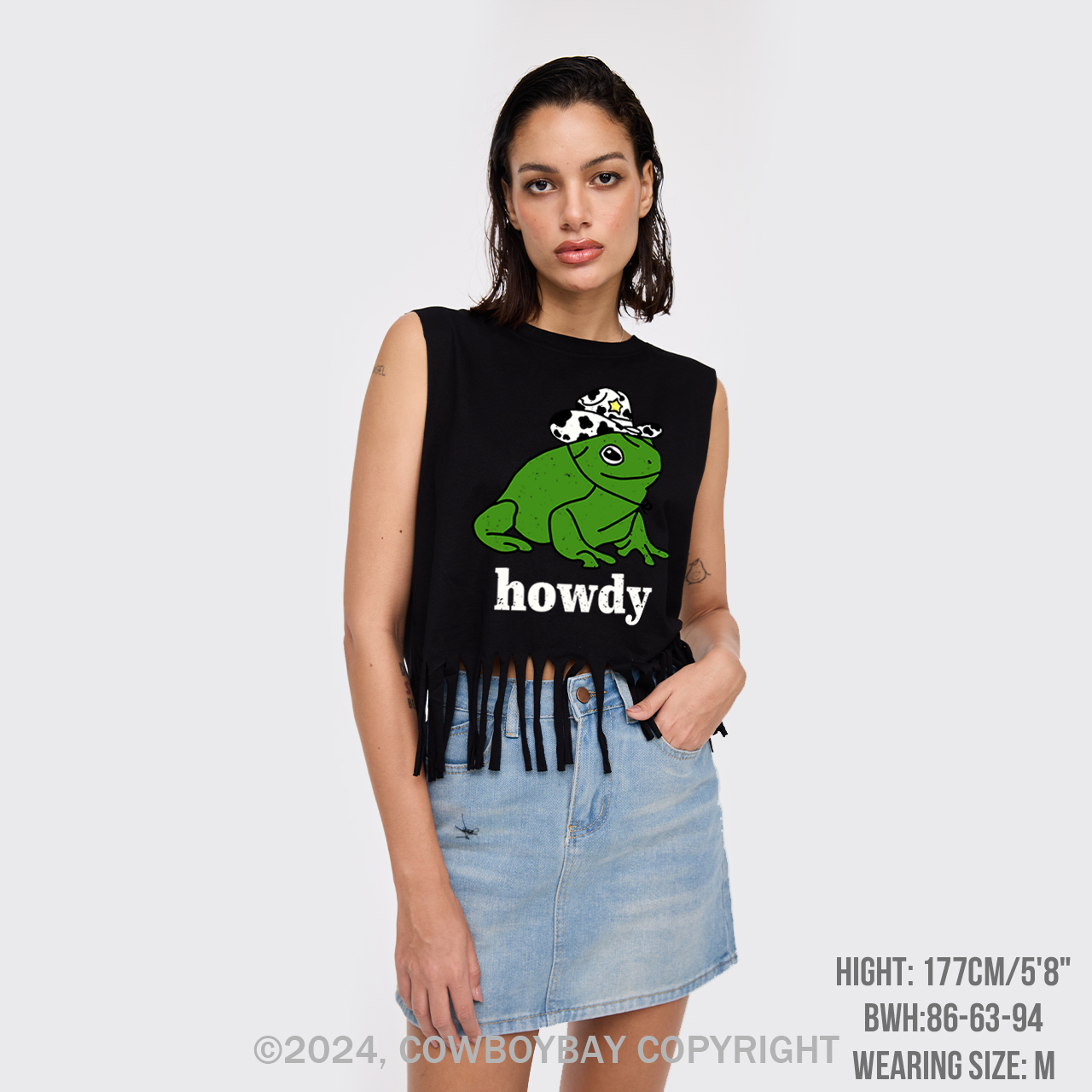 Howdy Cute Frog Fringe Tank