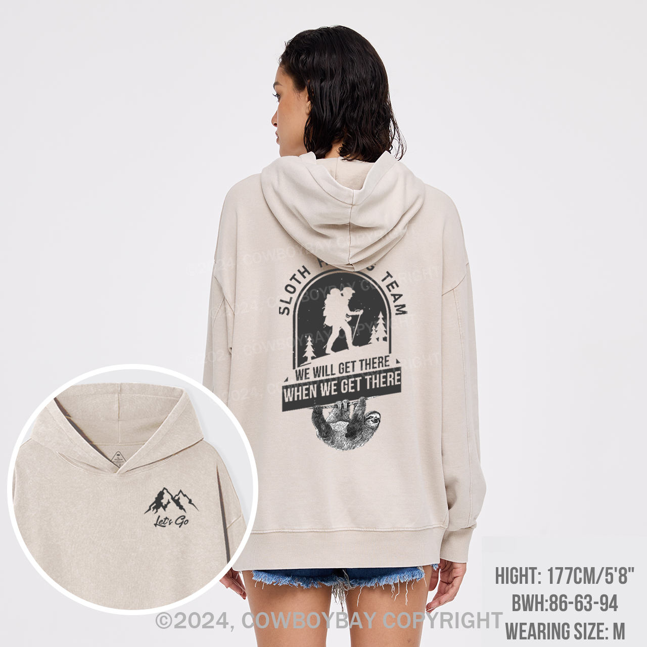 Sloth Hiking Garment-Dye Hoodies