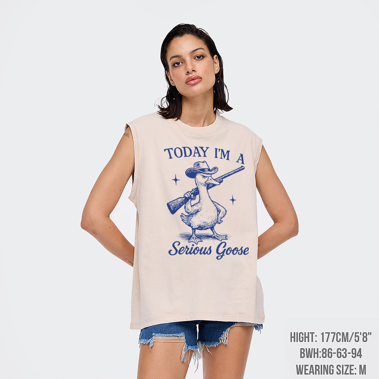 Retro Silly Goose-Today I'm A Serious Goose Washed Tanks