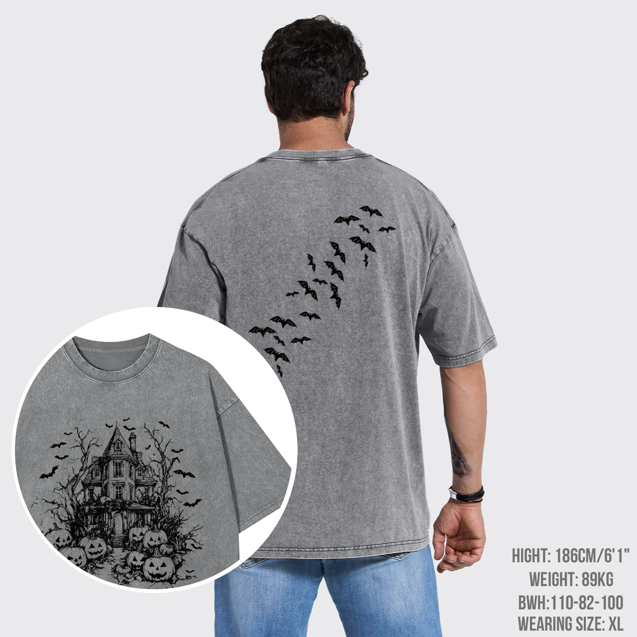 Vintage Haunted House Halloween Garment-dye Tees