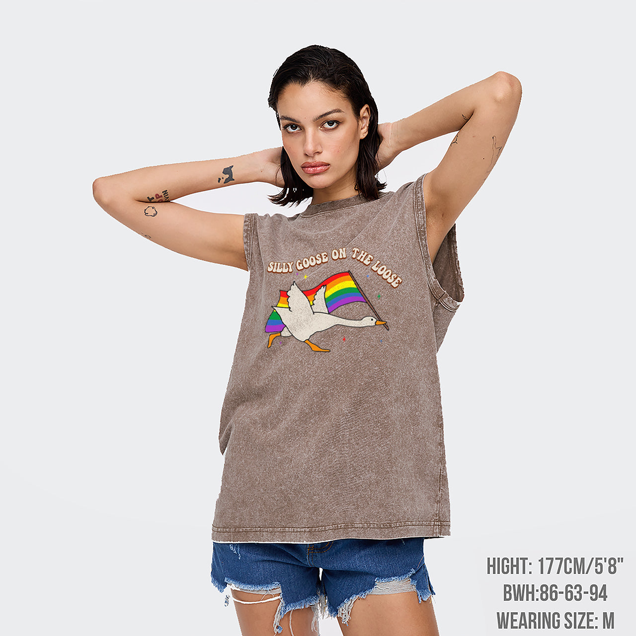 Pride Flag Goose Washed Tanks