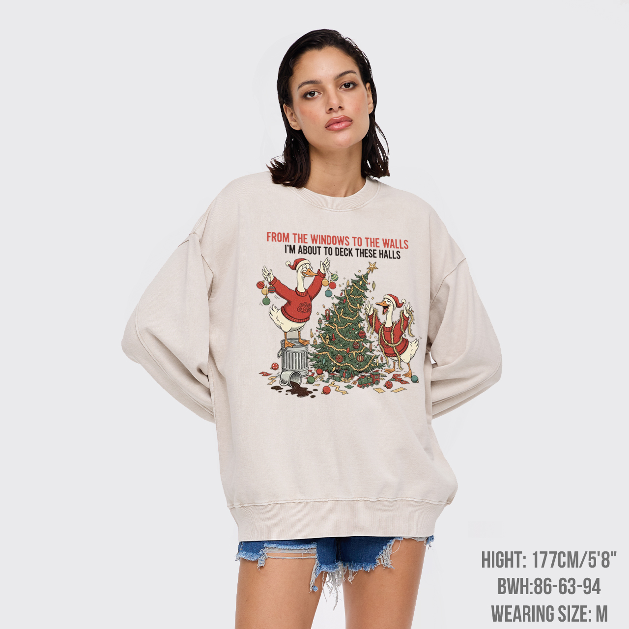 Funny Christmas Goose Washed Sweatshirts