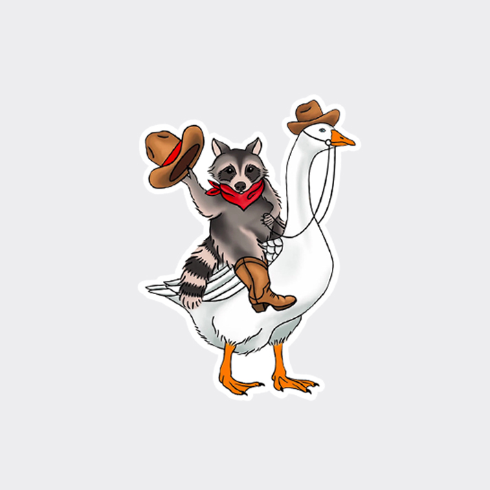 Cowboy Raccoon On A Goose Fridge Magnet