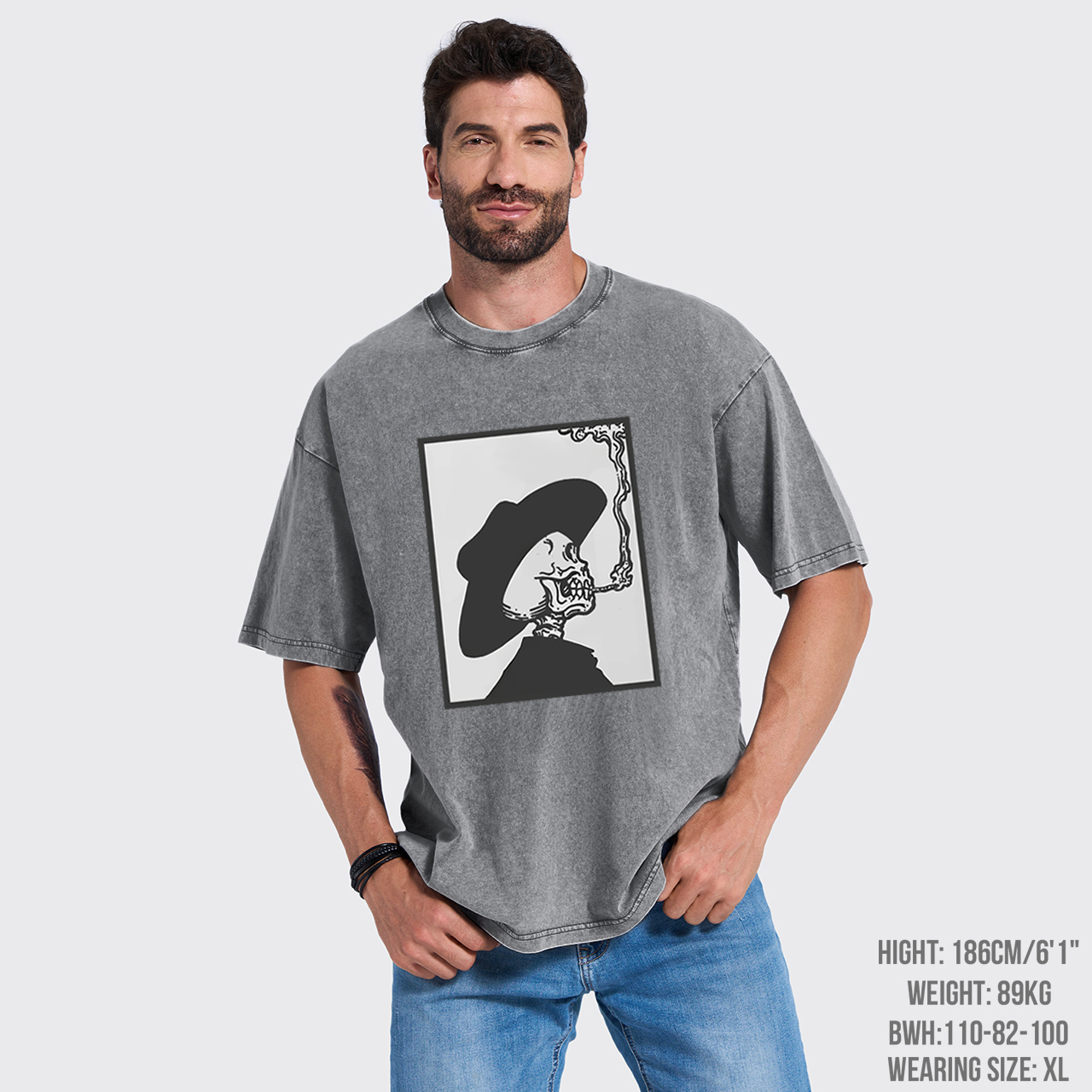 Smoking Cowboy Skeleton Garment-dye Tees