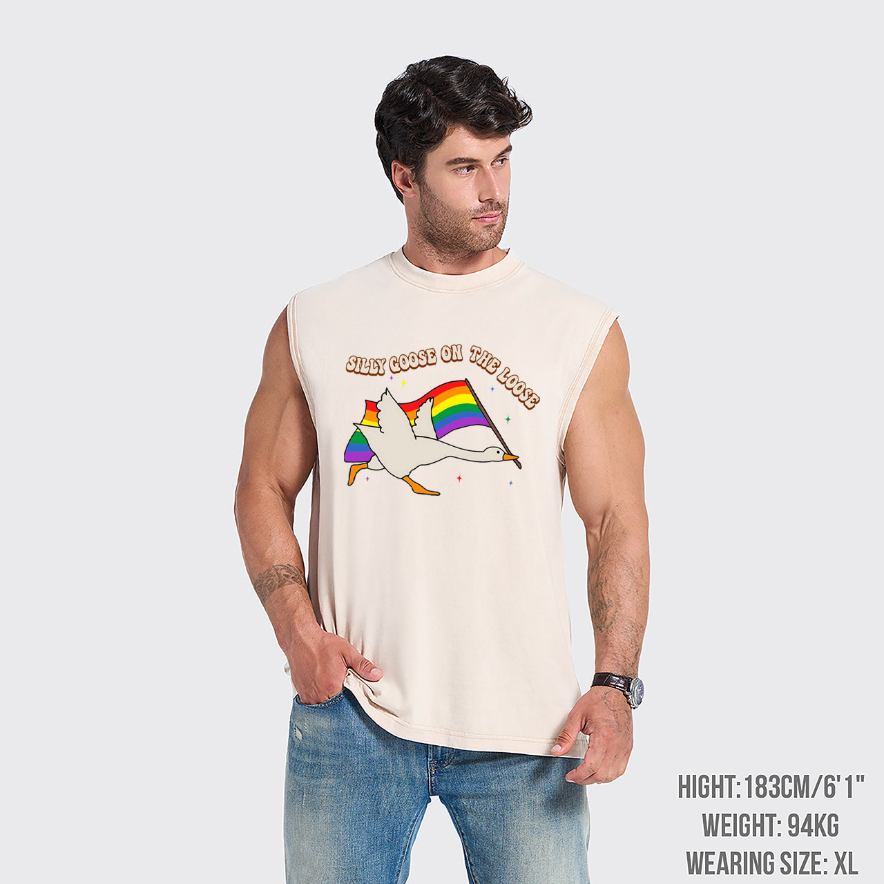 Pride Flag Goose Washed Tanks