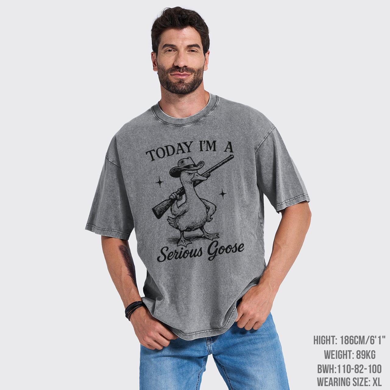 Retro Silly Goose-Today I'm A Serious Goose Garment-dye Tees