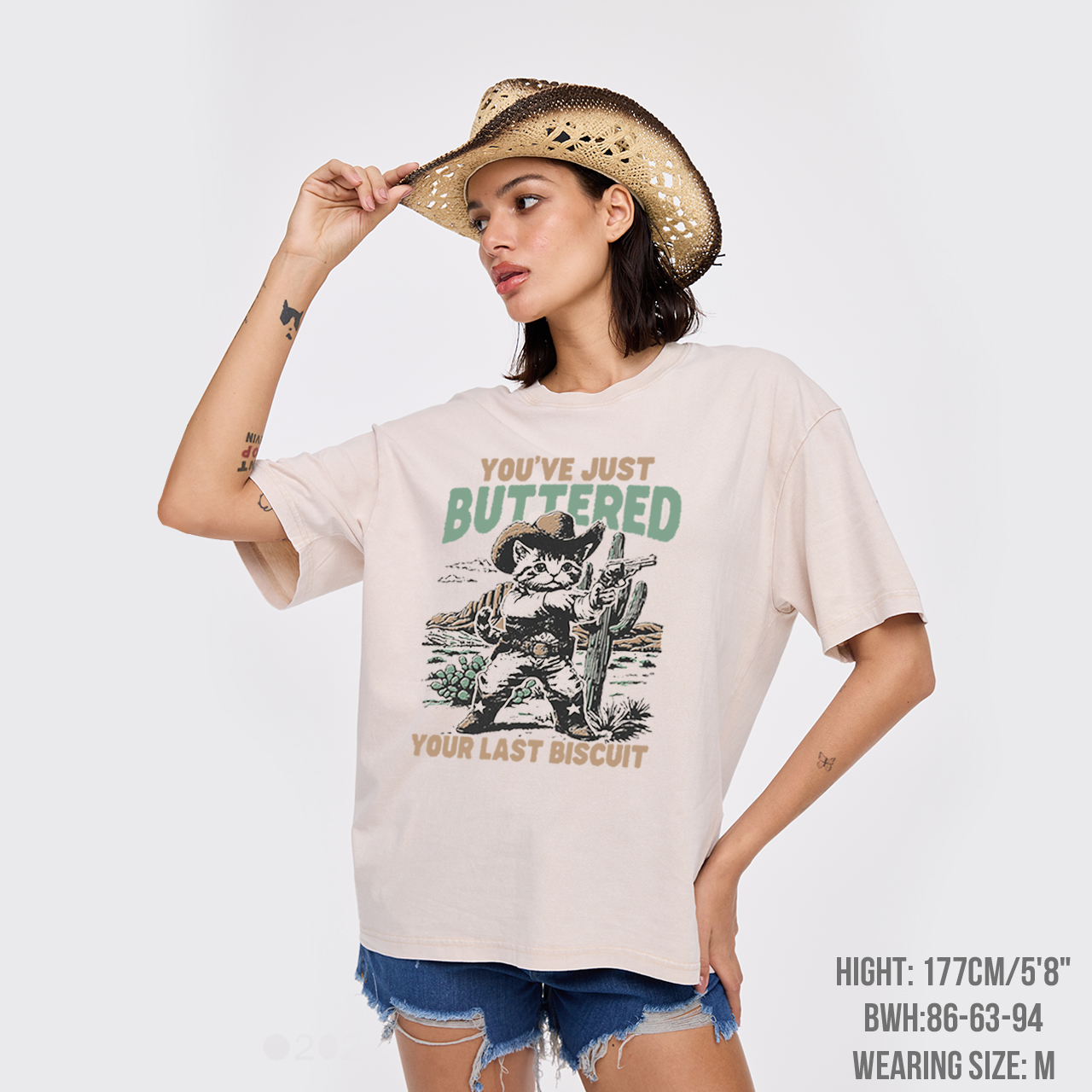 Funny Western Cat Garment-dye Tees