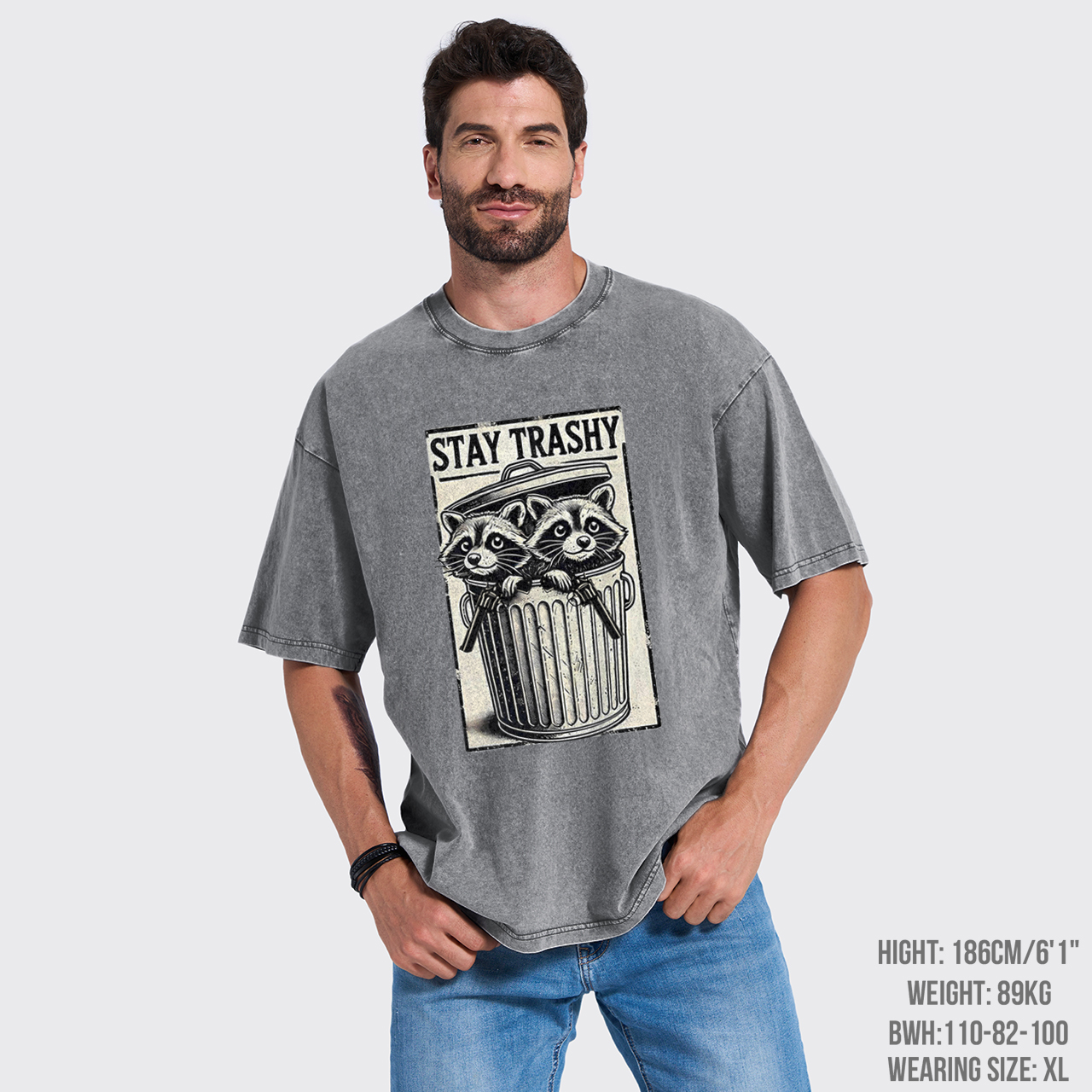 Funny Stay Trashy Raccoon Garment-dye Tees