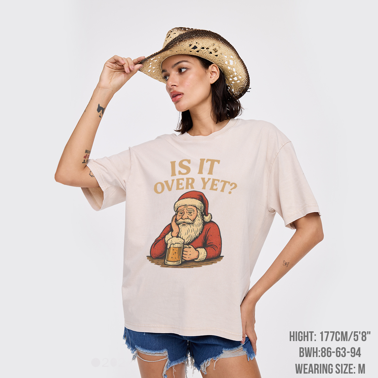 Funny Santa Beer Is It Over Yet Garment-dye Tees