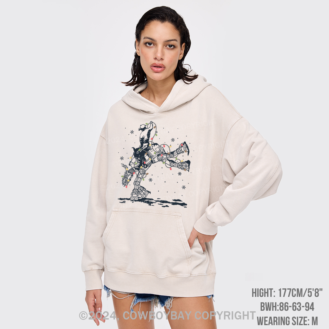 Christmas Star Rodeo At Cowboy Garment-Dye Hoodies