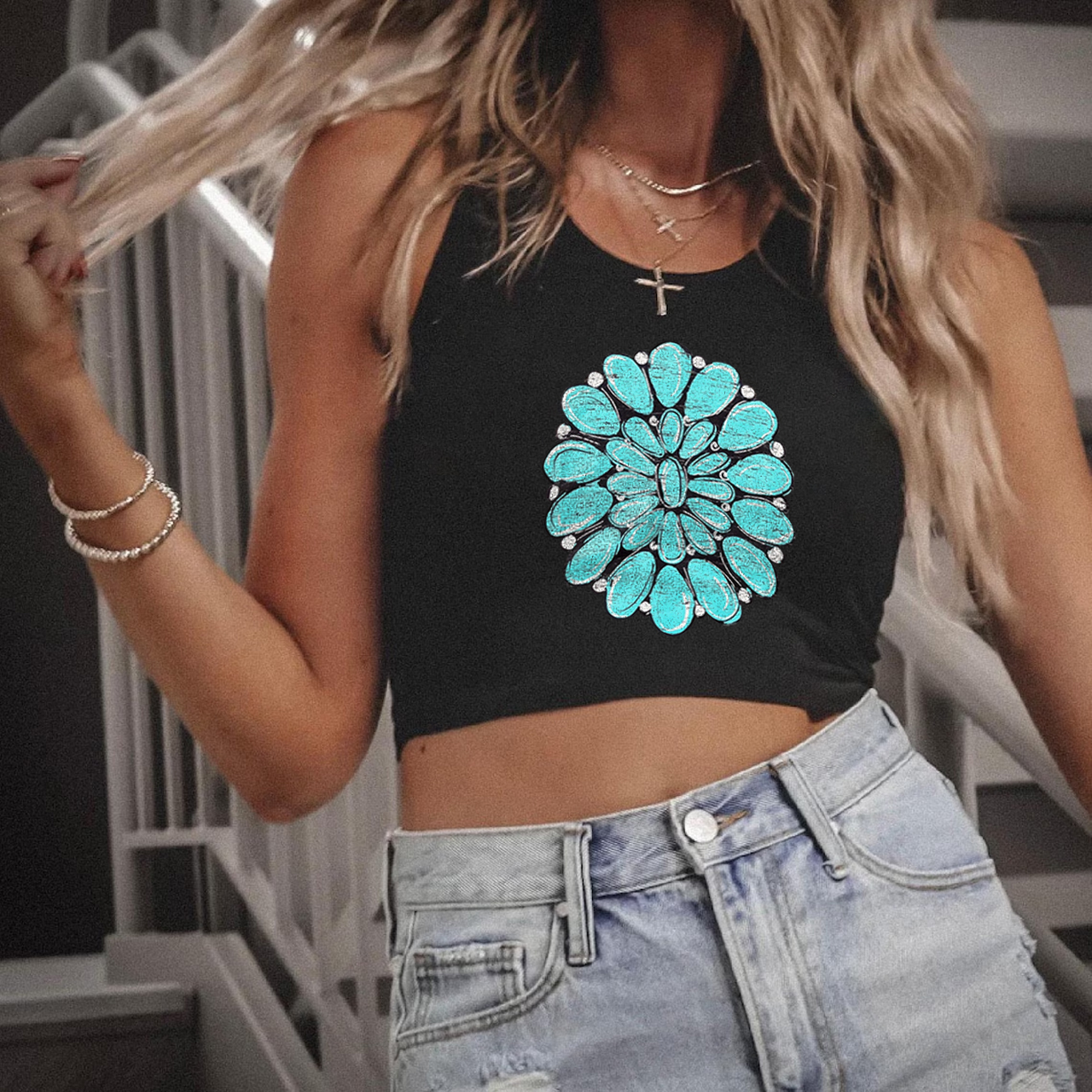 Turquoise Stone Country Music Tank Top