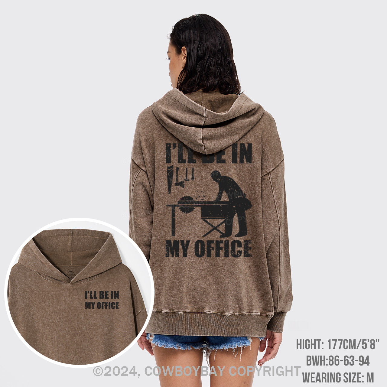 I'll Be In My Office Funny Woodworking Garment-Dye Hoodies