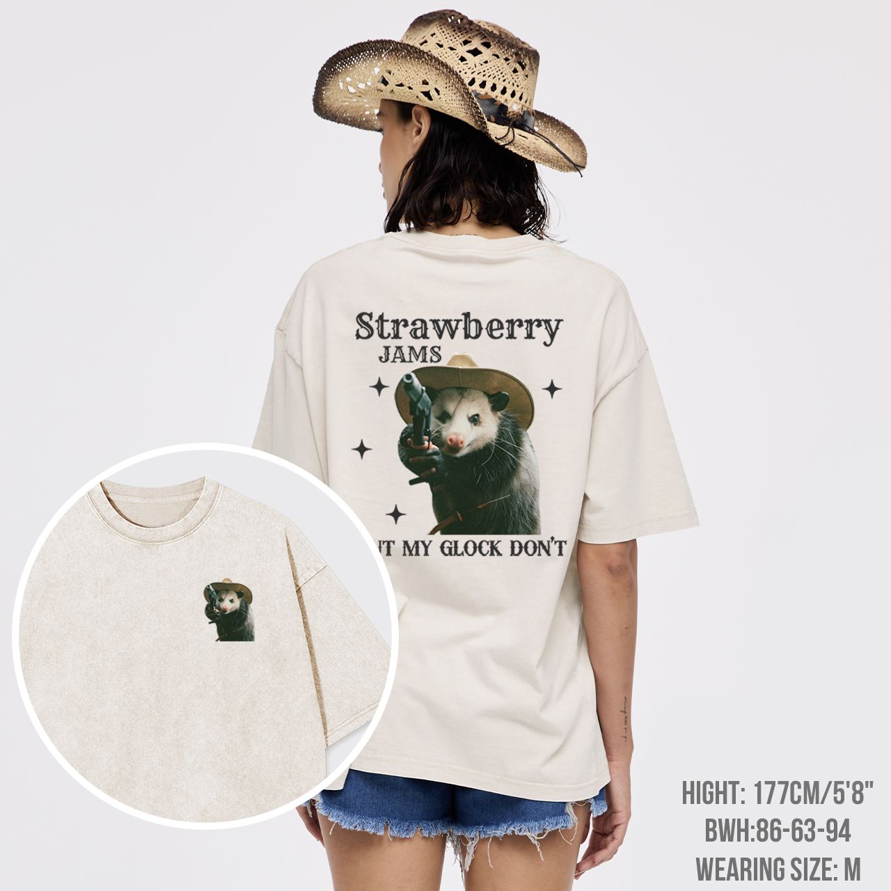Cowboy Possum-Strawberry Jams But My Glock Don't Garment-dye Tees