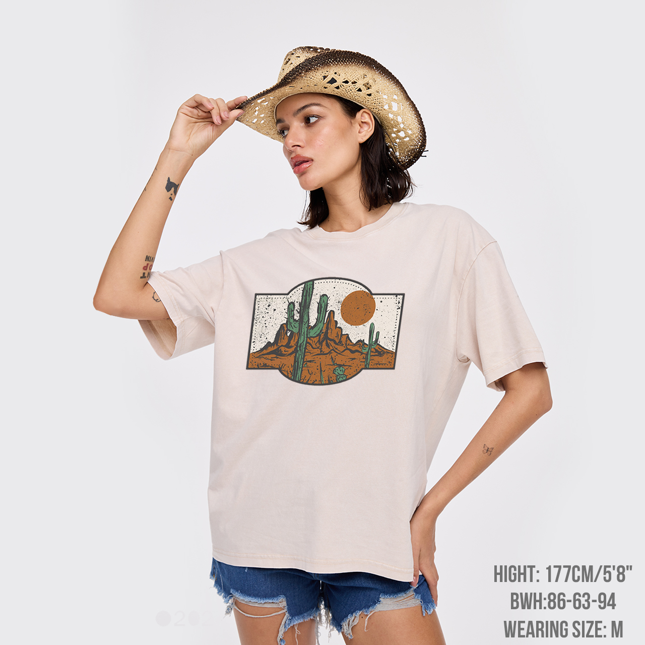 Western Desert Sunset Cactus Garment-dye Tees