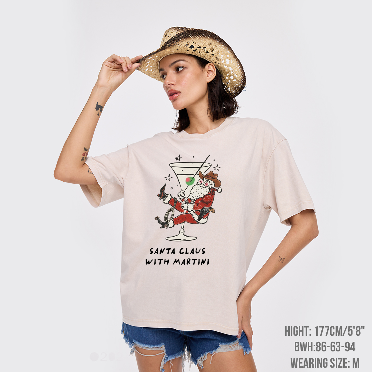Santa Claus with Martini Garment-dye Tees