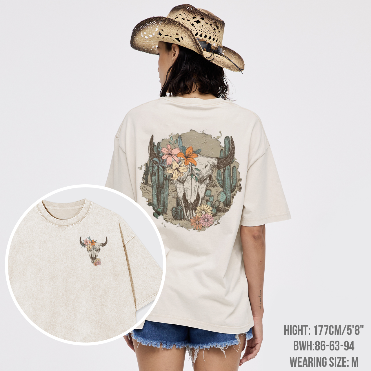 Vintage Cow Skull Garment-dye Tees
