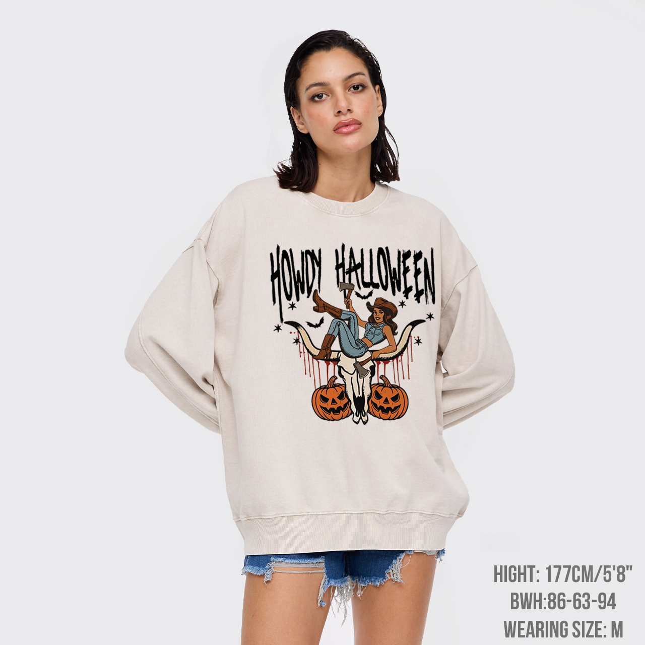 Howdy Halloween Cowgirl Washed Sweatshirts