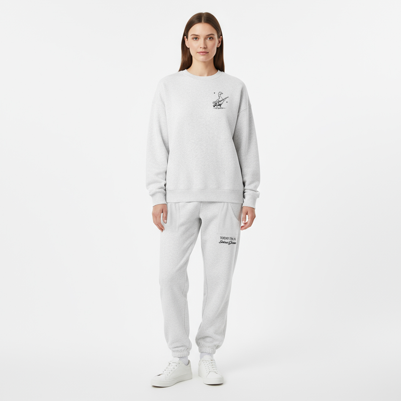 Today I'm Serious Goose Fleece Sweatshirt Set