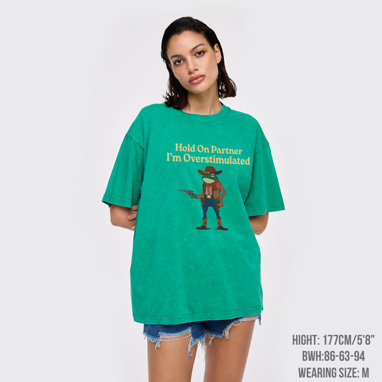 Funny Frog Hold On Partner I'm Overstimulated Garment-dye Tees